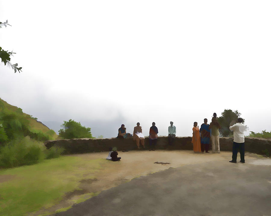 Eravikulam National Park Digital Art - Tourists posing for photos #2 by Ashish Agarwal
