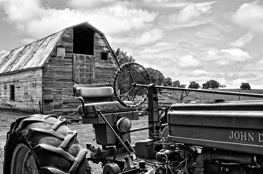 Tractor Barn - Black and White Photograph by Nikolyn McDonald