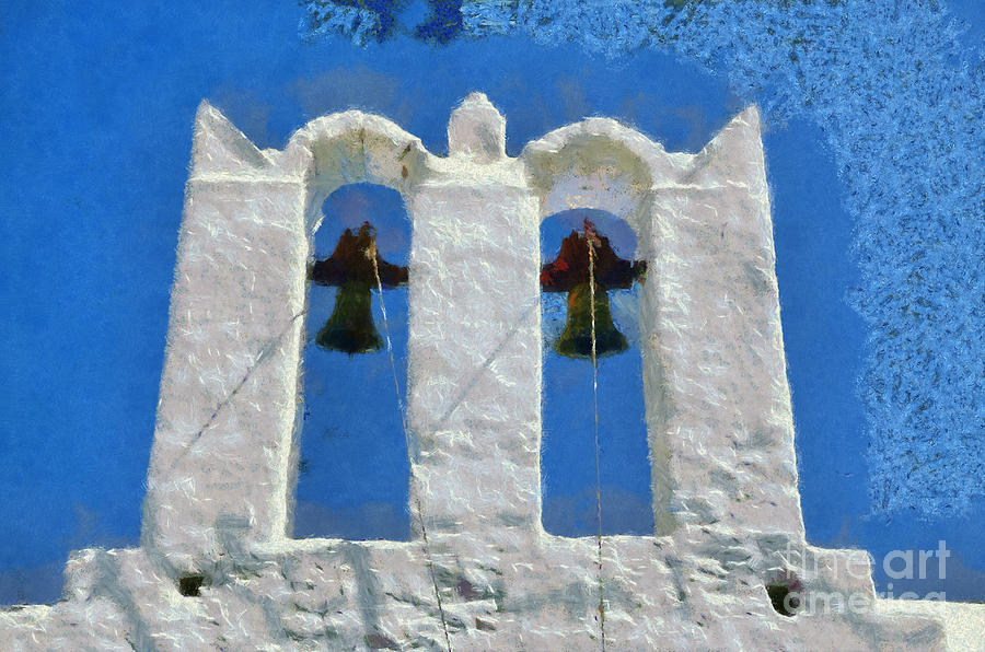 Traditional belfry in Sifnos island #2 Painting by George Atsametakis