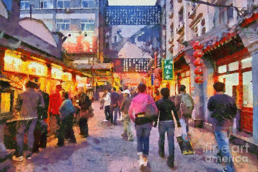 Traditional shopping area #2 Painting by George Atsametakis