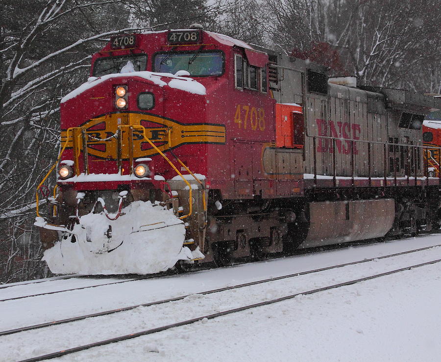 Train In A Snow Storm Photograph by Edward Kocienski