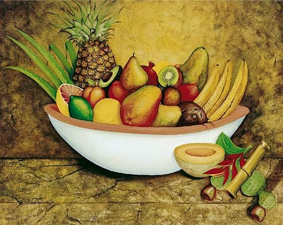 Tropical Bowl Painting by William T Templeton