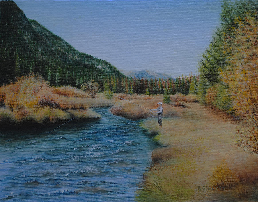 Trout Fishing Painting by Richard Ginnett