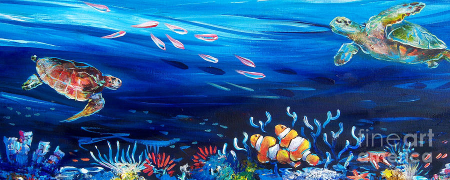 Turtle Painting - Turtle Reef #2 by Deb Broughton
