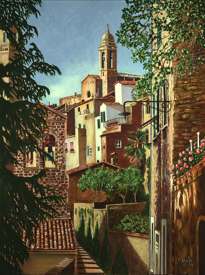 Landscape Painting - Tuscany Bell Tower by Christie Michael