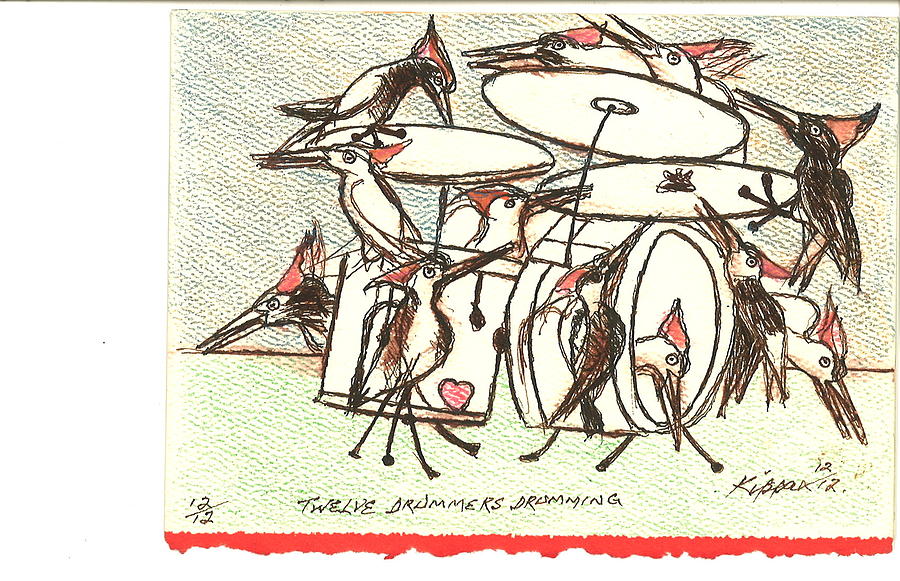 Twelve Drummers Drumming #2 Mixed Media by Kippax Williams