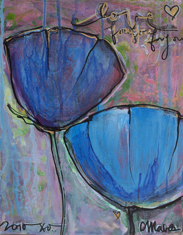 Two Blue Poppies #1 Painting by Laurie Maves ART