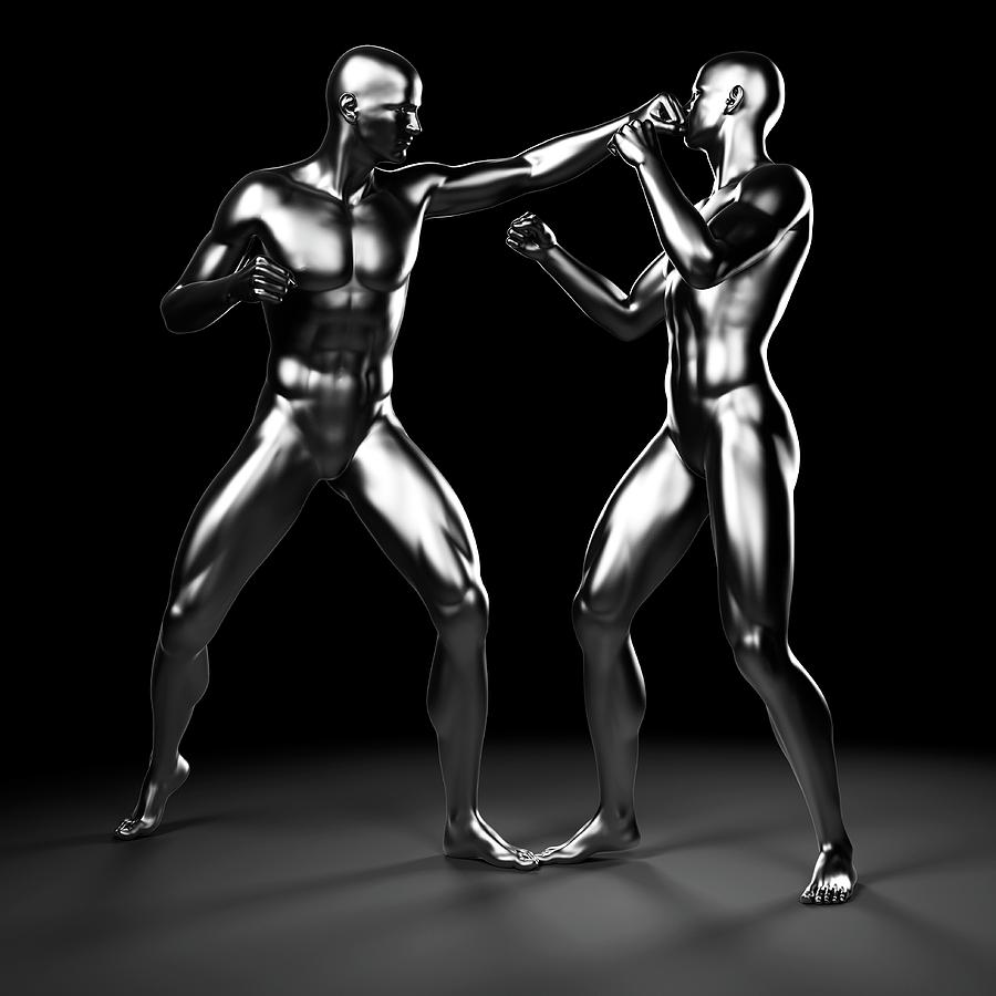 Two Boxers Fighting #2 Photograph by Sebastian Kaulitzki