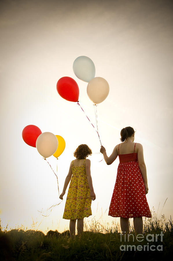 Two Girls With Balloons Photograph By Lee Avison