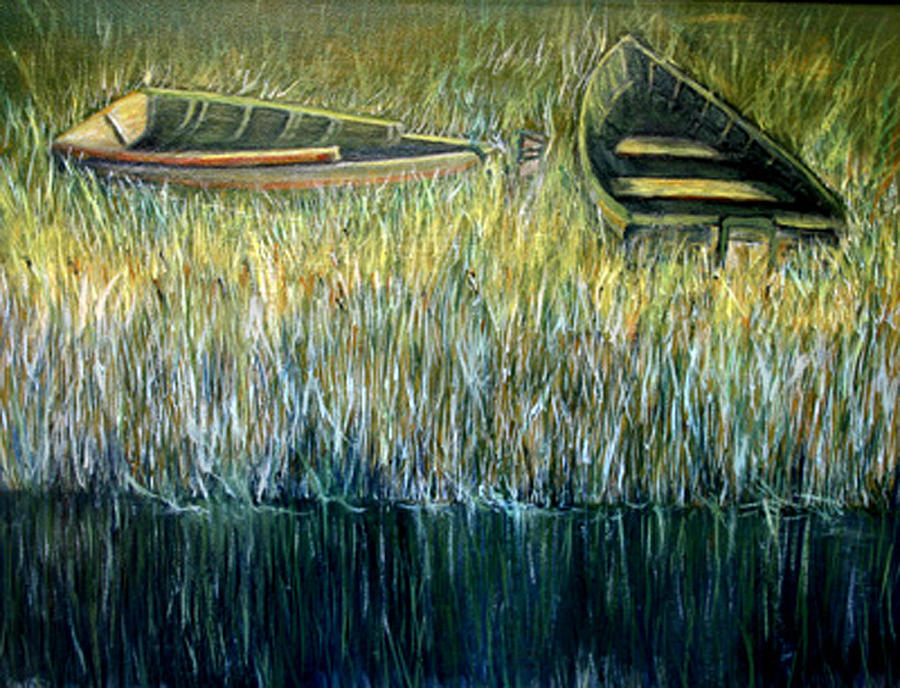 Boat Painting - Two Marsh boats #2 by Joy Taylor