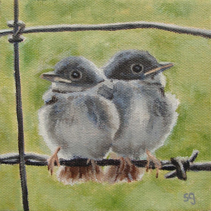 Two Phoebe Fledglings #2 Painting by Susan Garriques - Pixels