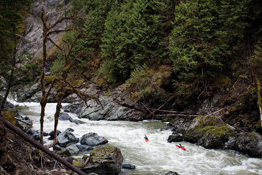 Two Whitewater Kayakers On A Dangerous Photograph by Michael Hanson ...