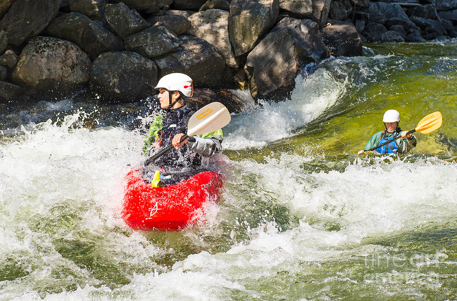 Two whitewater kayaks #2 Photograph by Les Palenik