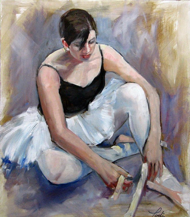 Tying Her Shoes Painting by Podi Lawrence - Fine Art America