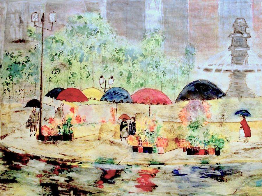 Umbrellas and Flowers   Painting by Rick Todaro