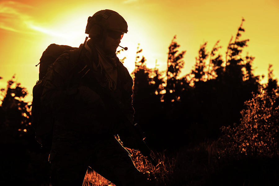 United States Army Ranger At Sunset Photograph by Oleg Zabielin - Pixels