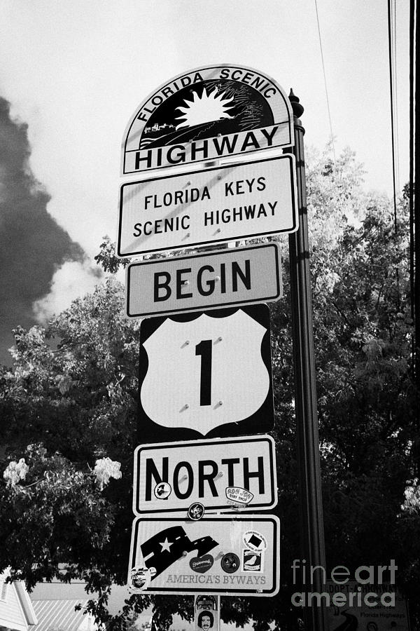 Sign Photograph - Us Route 1 Mile Marker 0 Start Of The Highway Key West Florida Usa #2 by Joe Fox