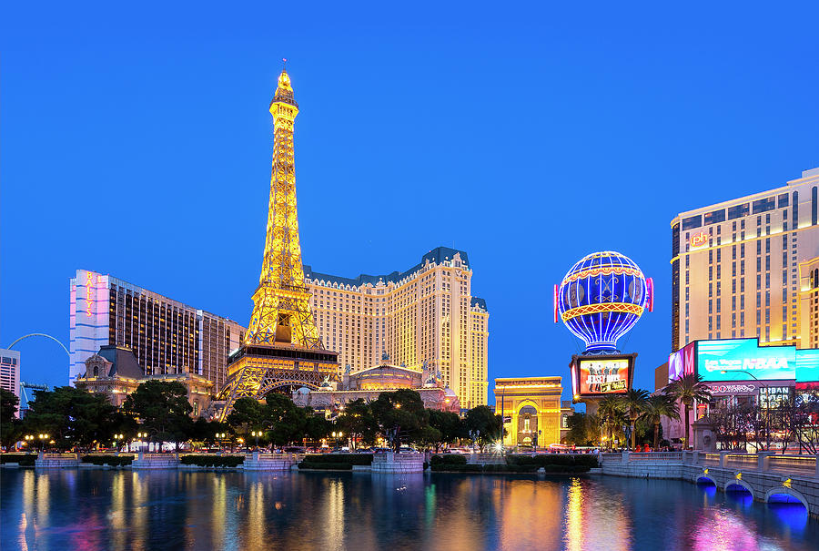 Paris Las Vegas Hotel At Night, Nevada by Sylvain Sonnet