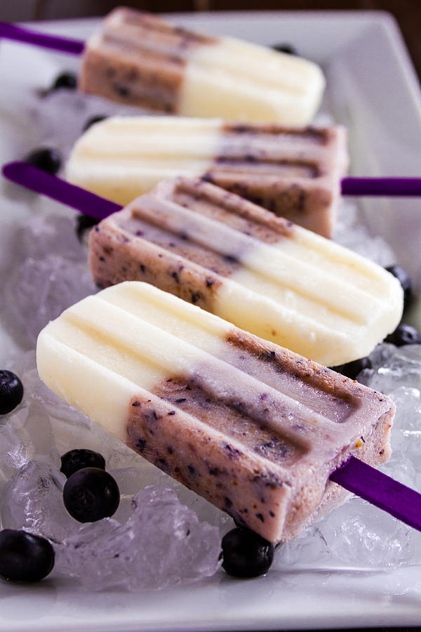 Vanilla and Blueberry Popsicles #2 Photograph by Teri Virbickis