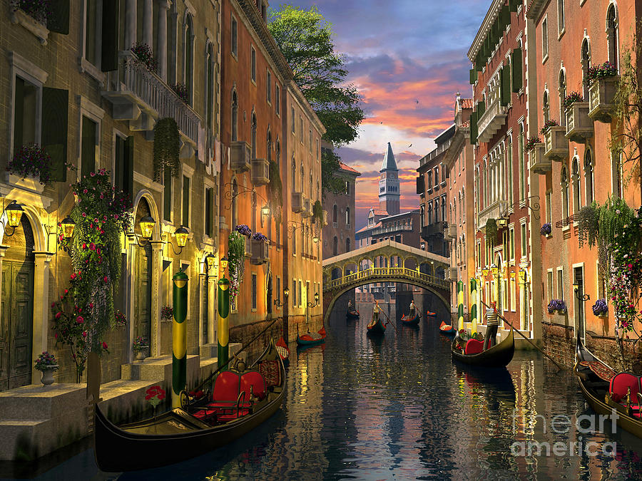 Venice At Dusk Digital Art by Dominic Davison - Fine Art America