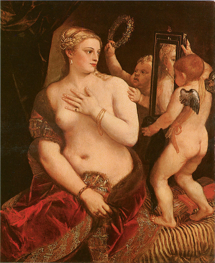 Titian Painting - Venus with a Mirror #2 by Titian