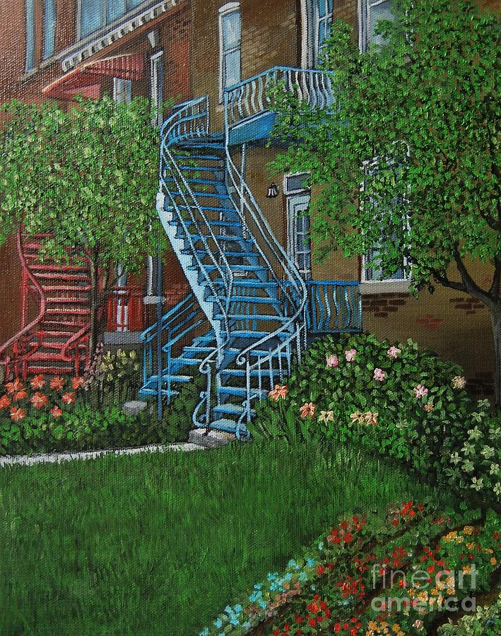 Flower Painting - Verdun Stairs #3 by Reb Frost