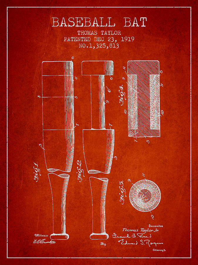 Vintage Baseball Bat Patent From 1919 Digital Art