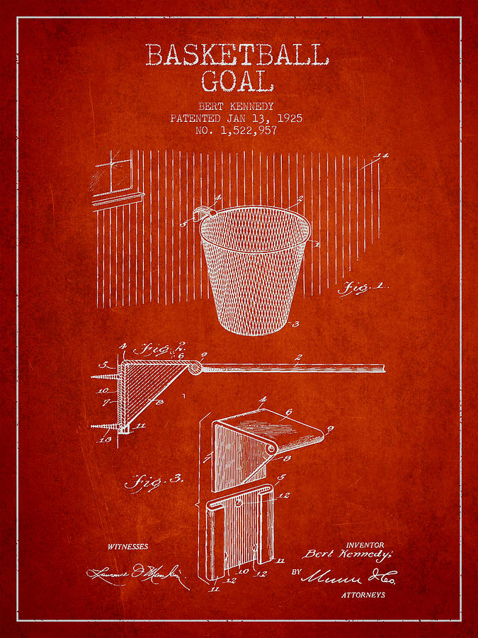 Vintage Basketball Goal Patent From 1925 Digital Art