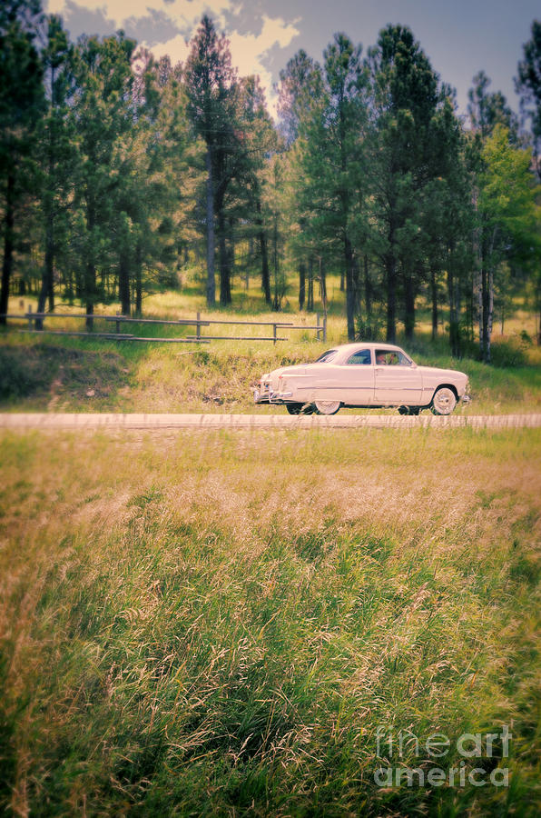 Vintage Car on a Rural Road #2 Photograph by Jill Battaglia