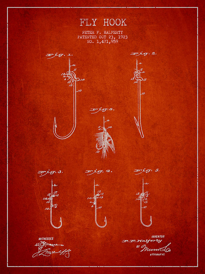 Vintage Fly Hook Patent Drawing From 1923 Digital Art By Aged Pixel Fine Art America 1376