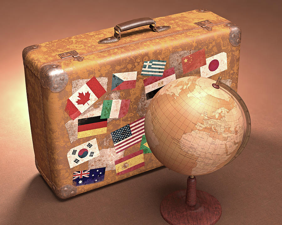 Vintage Globe And Suitcase #2 Photograph by Ktsdesign