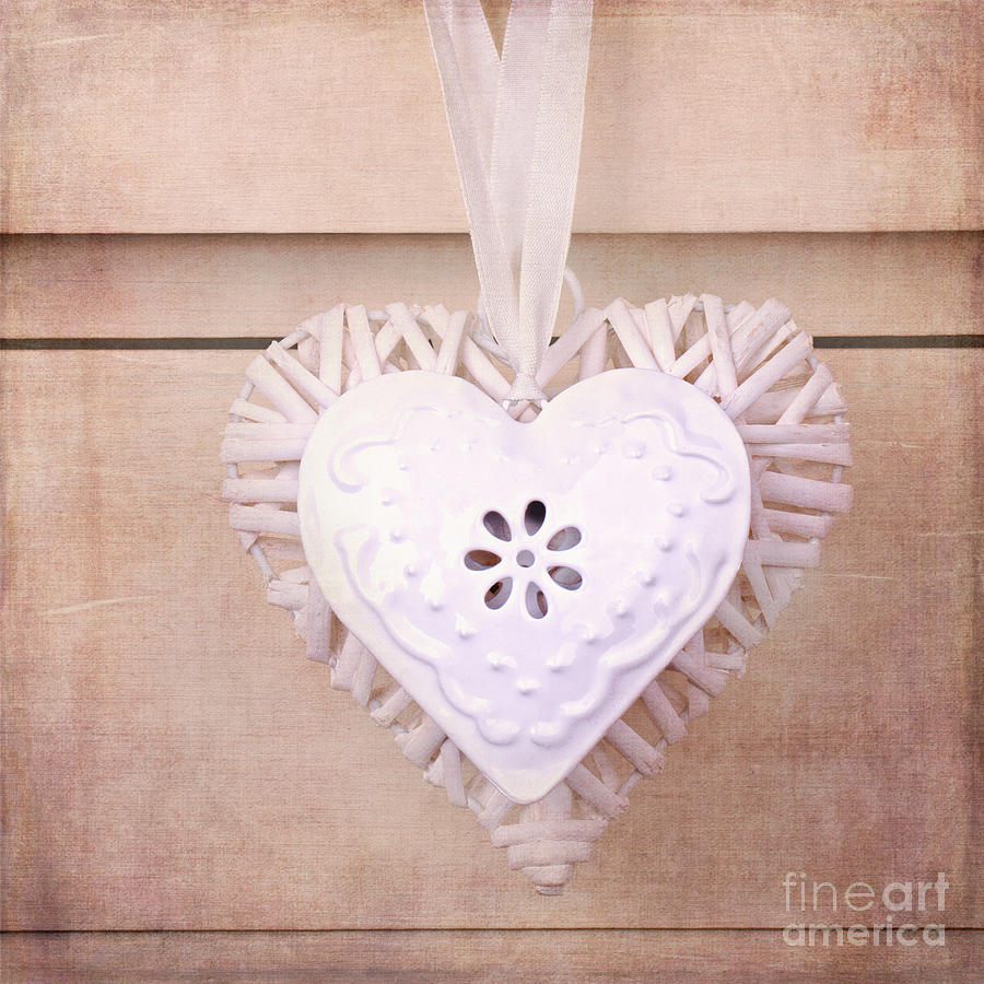 Vintage hearts with texture #2 Photograph by Jane Rix