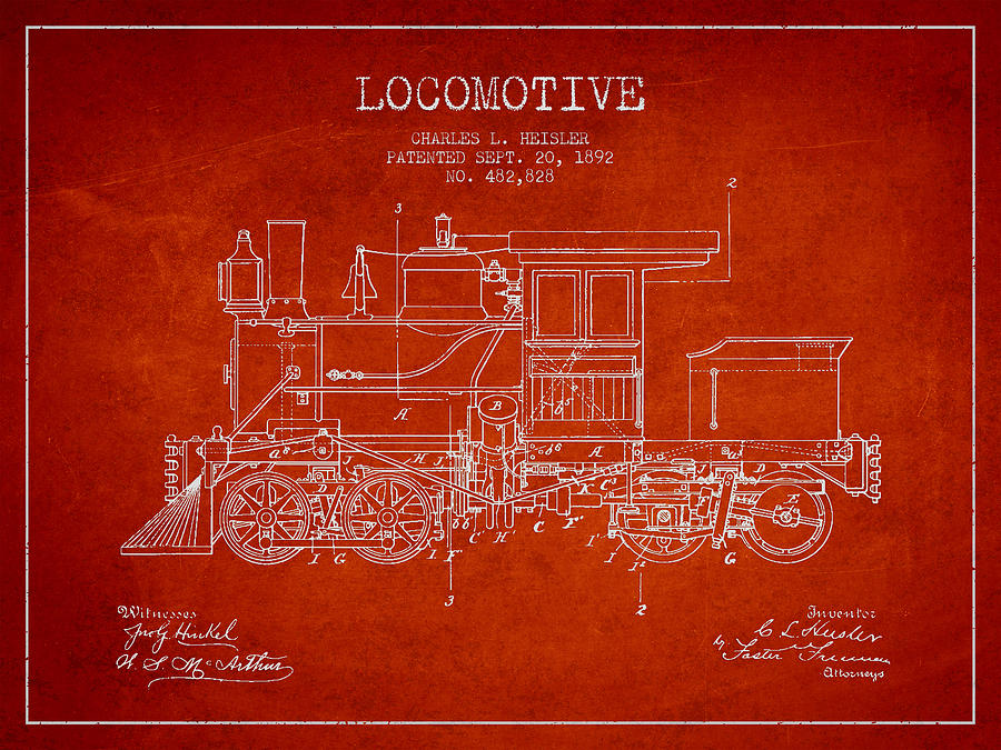 Vintage Digital Art - Vintage Locomotive patent from 1892 #1 by Aged Pixel