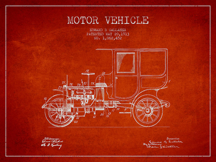 Vintage Digital Art - Vintage Motor Vehicle patent from 1913 #1 by Aged Pixel