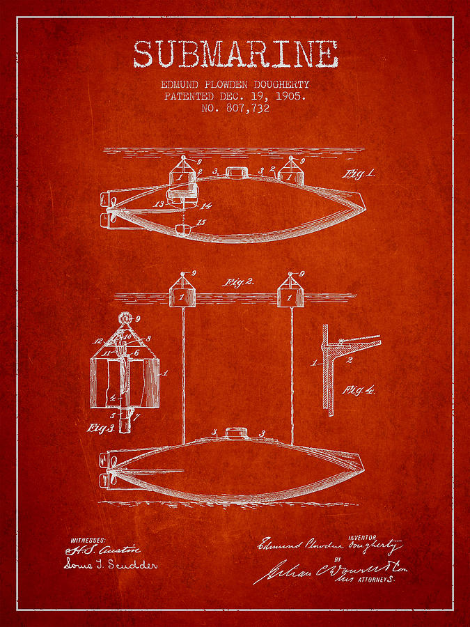 Vintage Submarine Patent From 1905 Digital Art