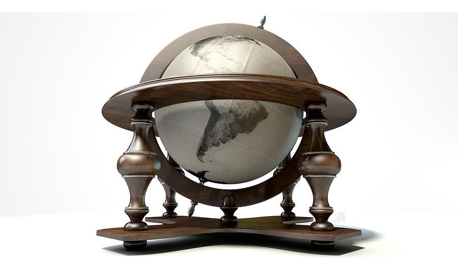 Vintage Digital Art - Vintage Wooden World Globe #2 by Allan Swart