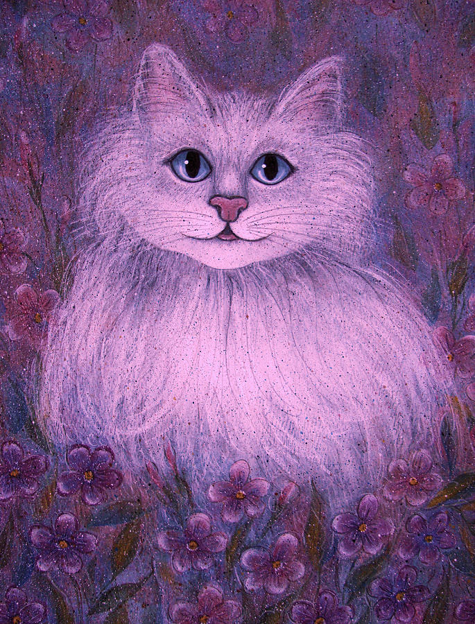 Cat Painting - Violet #1 by Natalie Holland