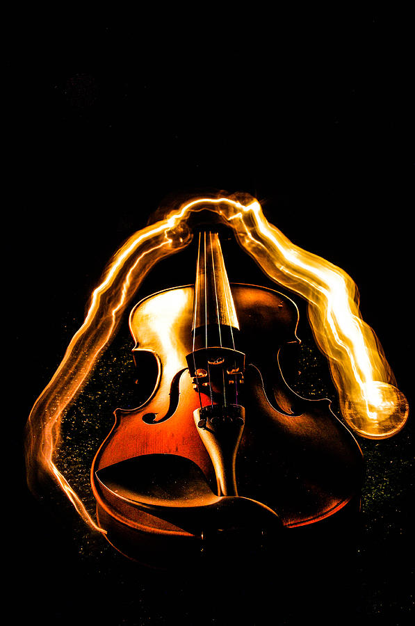 Violin light painting #2 Photograph by Gerald Kloss