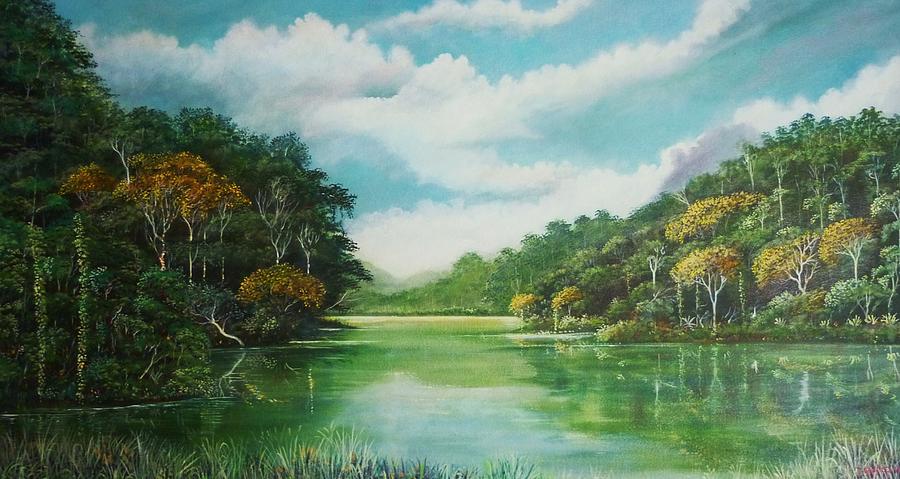 Landscape Painting - Vista del lago camaron by Ricardo Sanchez Beitia