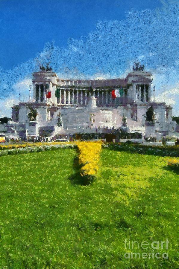 Vittorio Emanuele monument in Rome #3 Painting by George Atsametakis