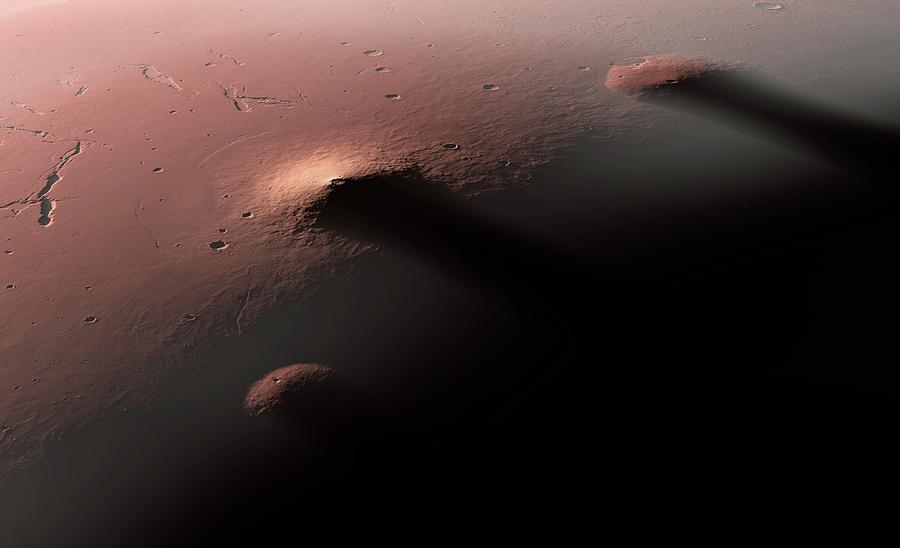 Space Photograph - Volcanoes On Mars #2 by Detlev Van Ravenswaay