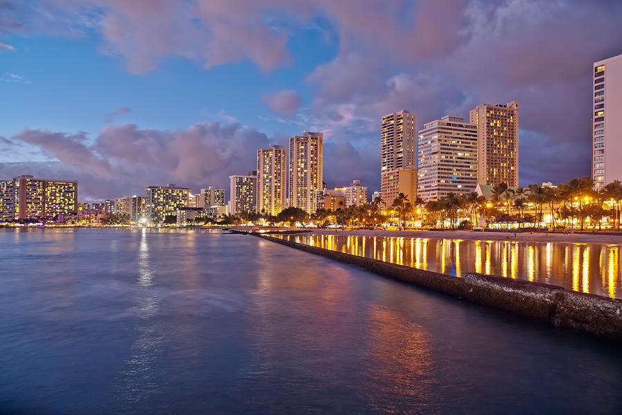 Beach Photograph - Waikiki Beach Oahu Island Hawaii cityscape #2 by Marek Poplawski
