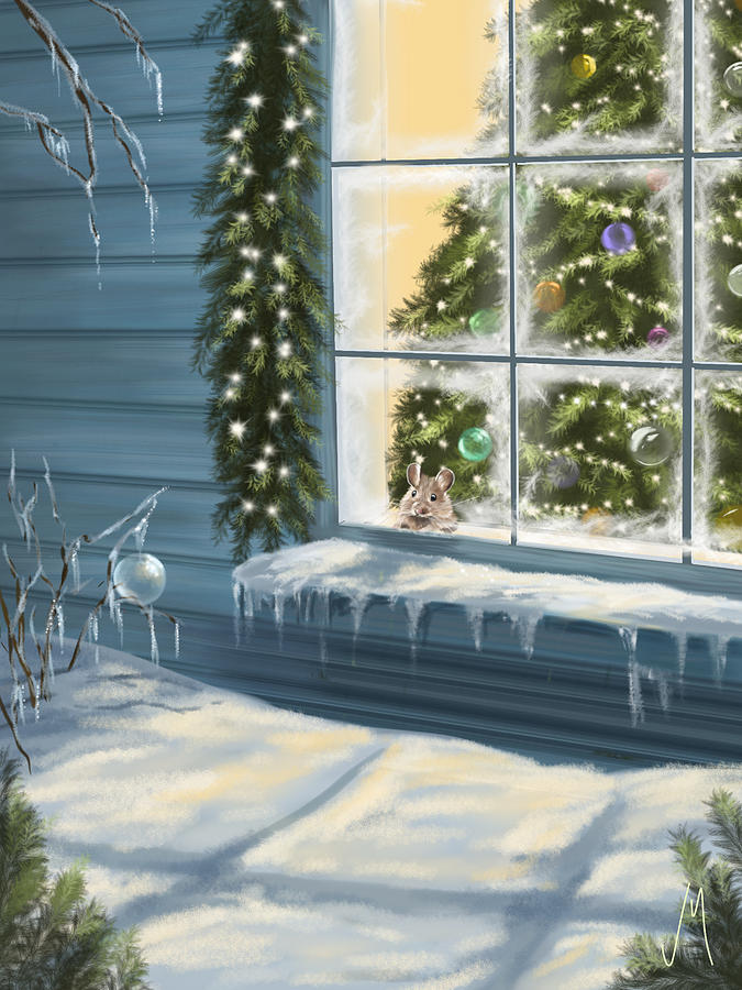 Christmas Painting - Waiting... #1 by Veronica Minozzi