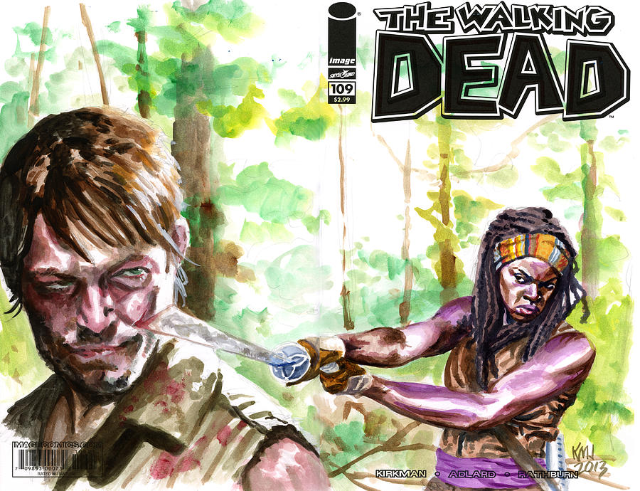 Norman Reedus Painting - Walking Dead Michonne #2 by Ken Meyer jr