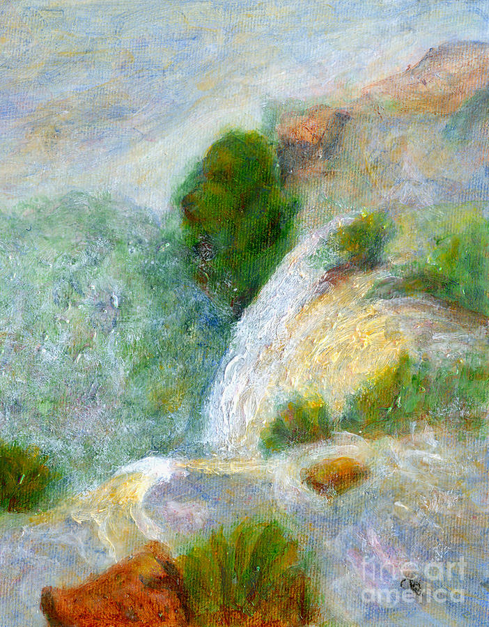 Nature Painting - Waterfall in the Mist by Arlene Babad