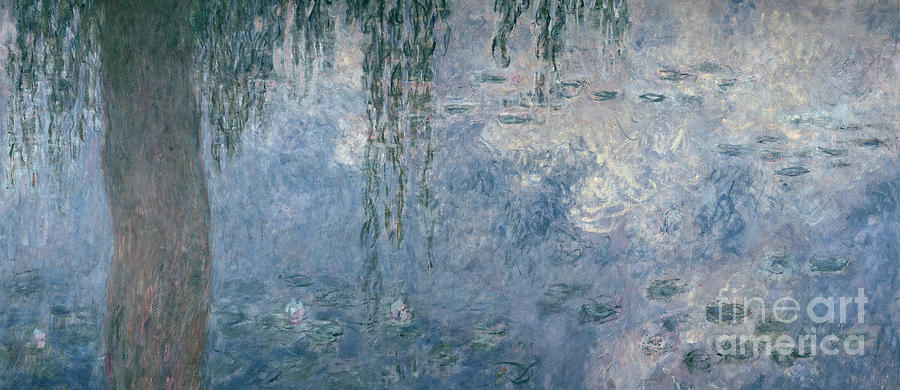Claude Monet Painting - Waterlilies Morning with Weeping Willows by Claude Monet