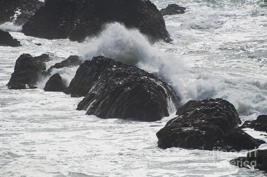Nature Photograph - Waves on Rocks #2 by M J