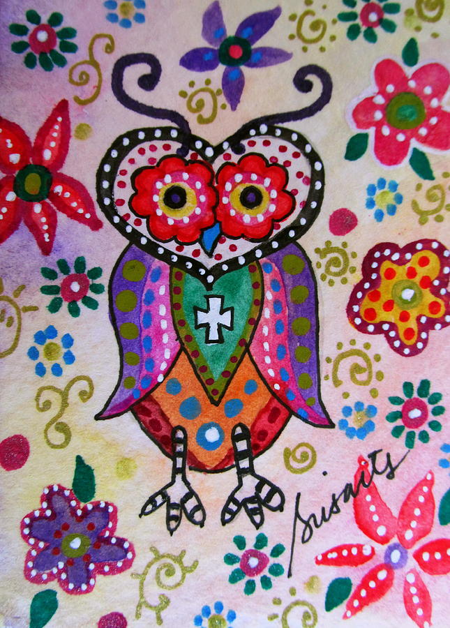 Whimsical Wise Owl #2 Painting by Pristine Cartera Turkus