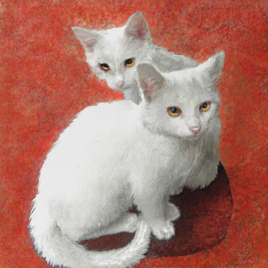 White Kittens #2 Digital Art by Jane Schnetlage