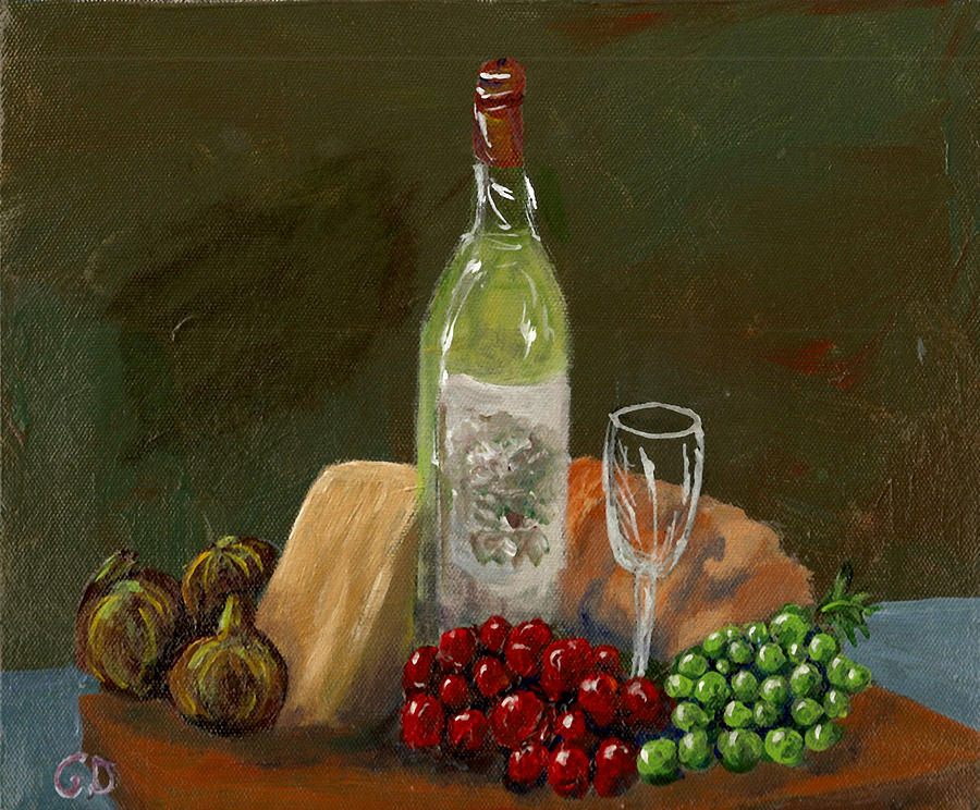 Still Life Painting - White Wine #1 by Gail Daley